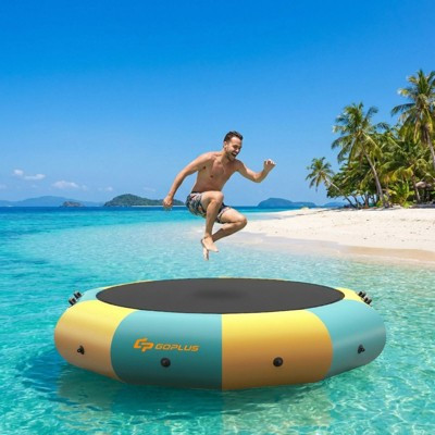 Water Trampoline, 12 Feet Inflatable Splash Padded Water Bouncer with Rope Ladder and Anchor for Lakes | Target