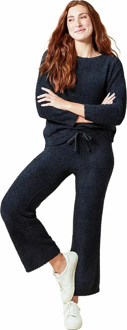 Solid Marshmallow Reverse Seam Crew Neck Lounge Set with Bracelet Sleeve | Nordstrom