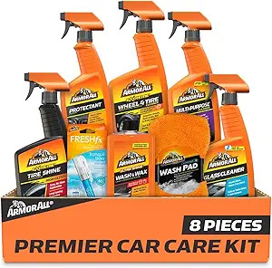 Armor All Premier 8-Piece Car Care Kit - Complete Car Detailing Set with Wax, Wash, Glass & Tire ... | Amazon (US)