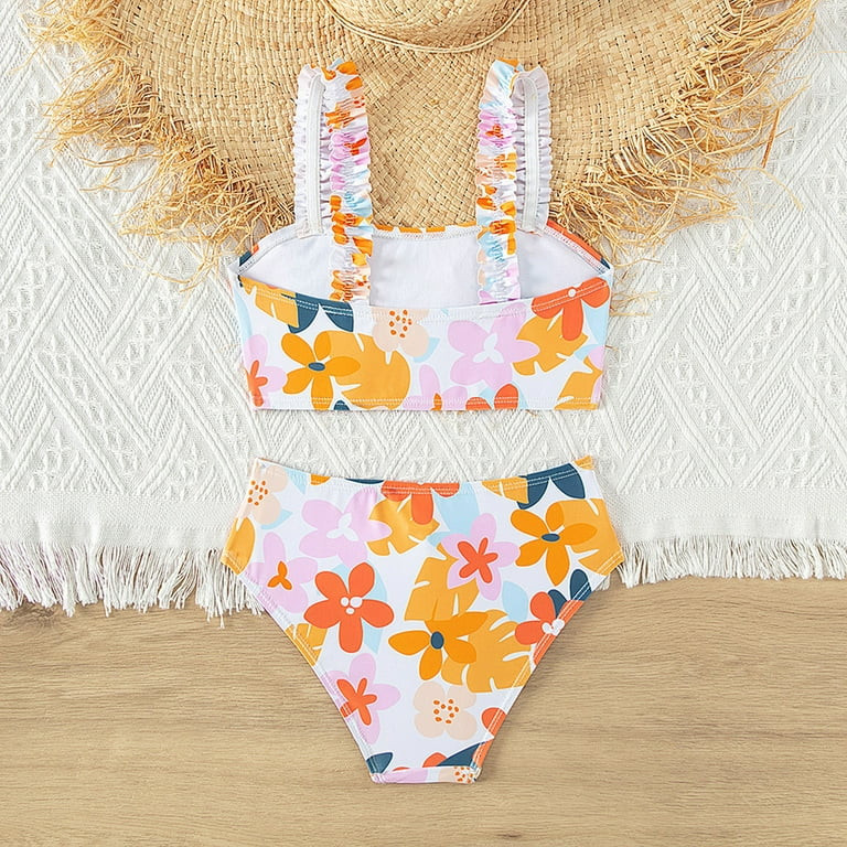 Kids Girl's Floral Print 2 Piece Swimsuit Swimwear Bathing Suit Cute Bikini Swimsuits for Girls | Walmart (US)