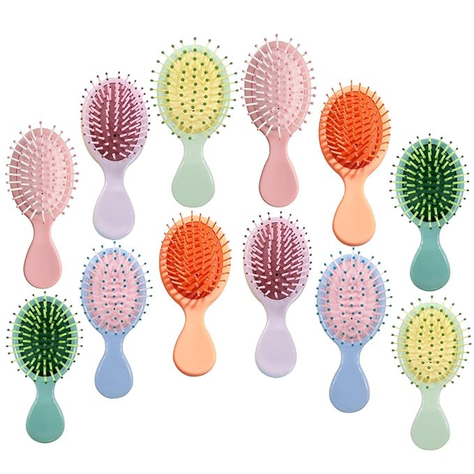 12 Pack Mini Hair Brush Bulk, Wet Hair Brush for Travel, Mini Brush for Most Hair Types, Travel B... | Amazon (US)