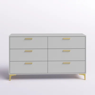 Pershore White and Gold 6-Drawer Double Dresser | Wayfair North America