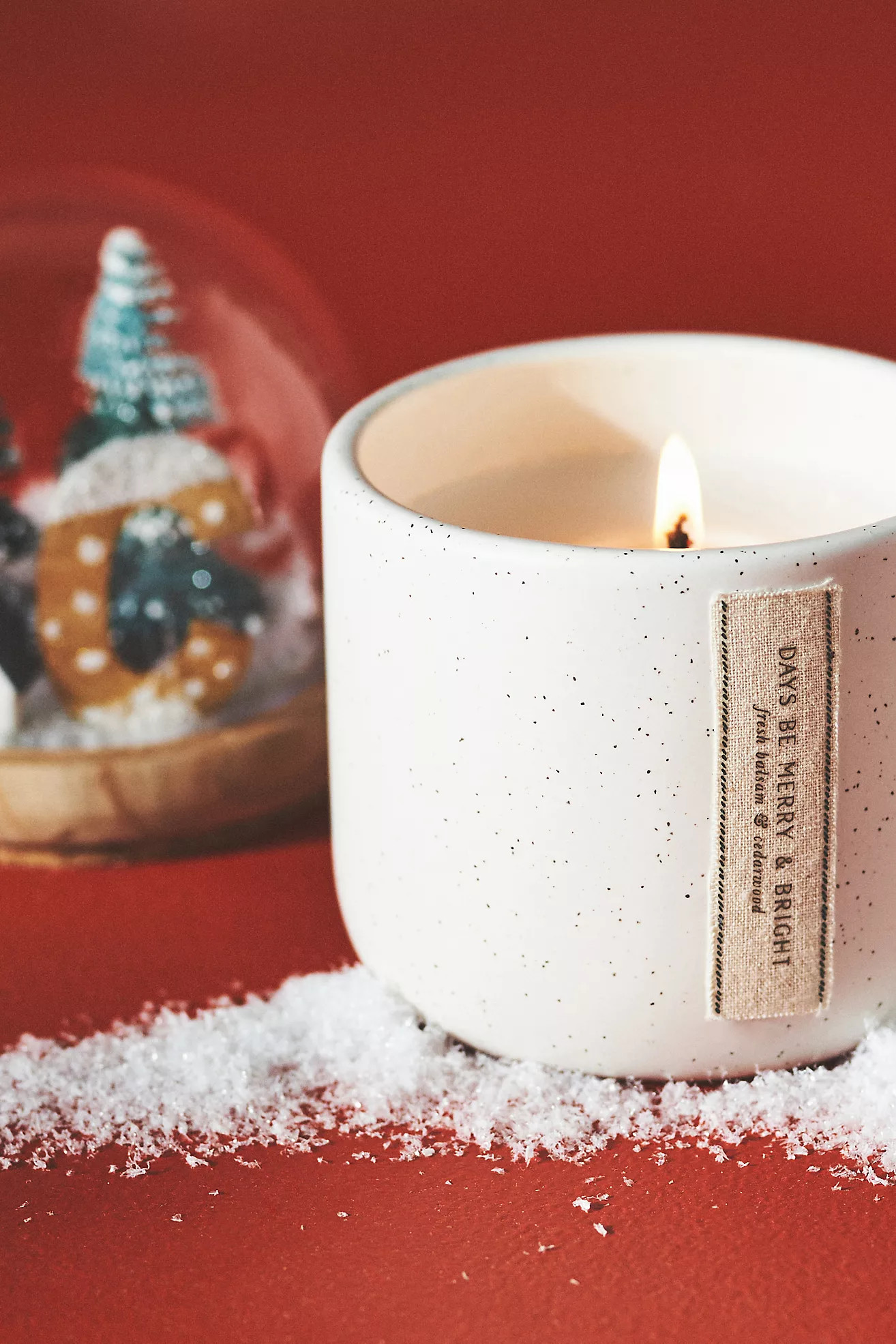 Monogram Snowglobe Woody Fresh Balsam & Cedarwood  Ceramic Candle | Anthropologie (US)