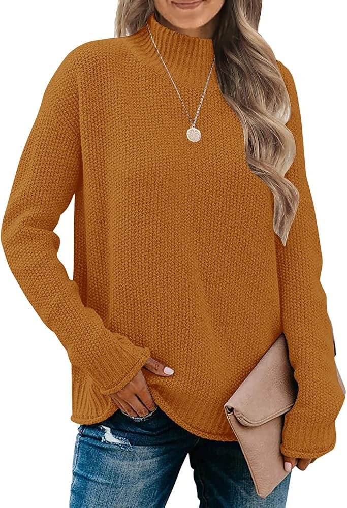 MEROKEETY Women's Turtleneck Long Sleeve Sweater 2025 Fall Cozy Knit Loose Casual Trendy Pullover... | Amazon (US)