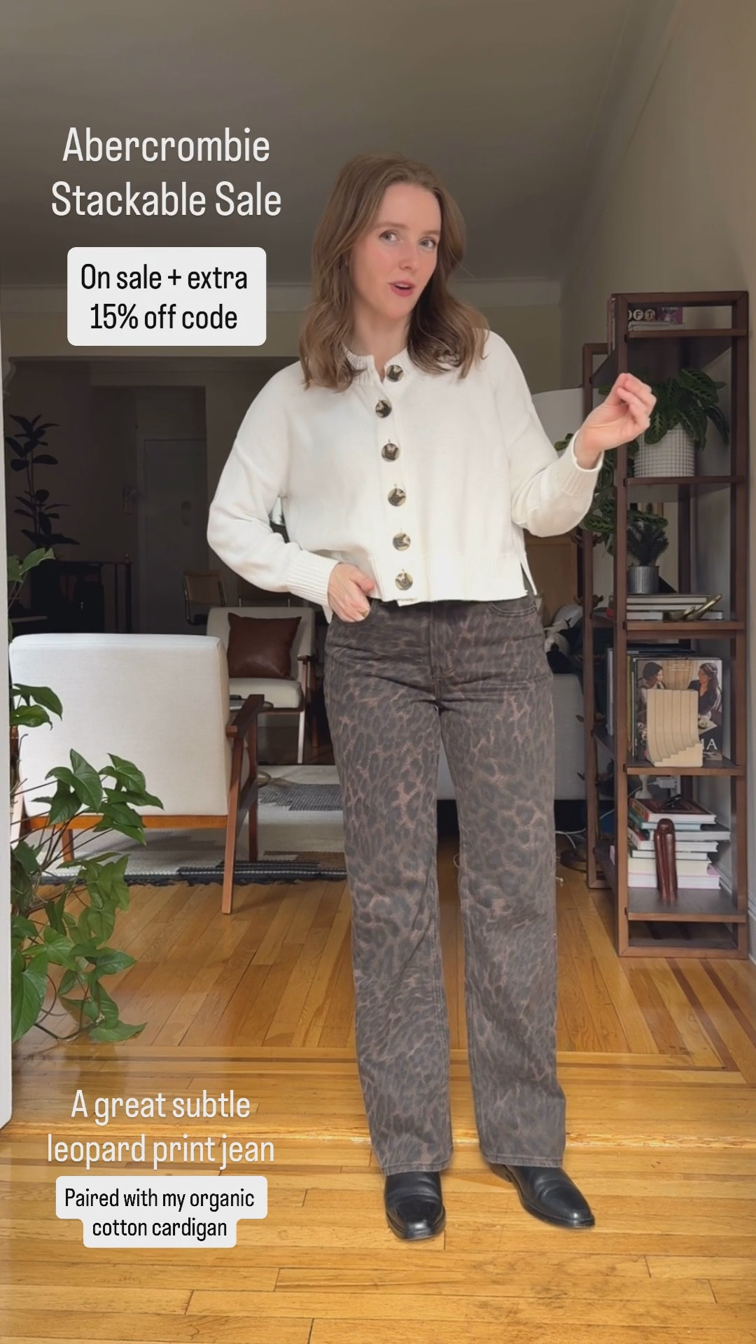 Abercrombie stackable sale code AFKATHLEEN. 
25 short jeans petite friendly I’m 5ft 2
Xs organic cotton cardigan
7 leather boots (size up 1/2)

#LTKPetite #LTKSaleAlert