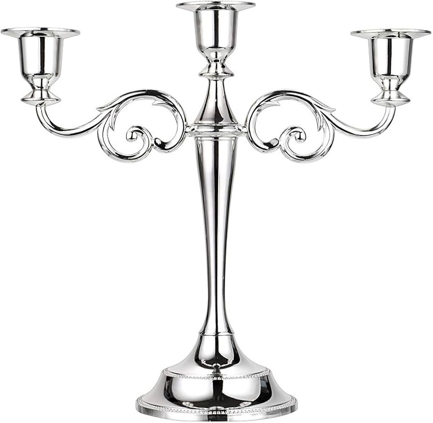 OwnMy 3 Arms Metal Candelabra Candlestick Silver European Elegant Candle Holder Candle Stand for ... | Amazon (US)
