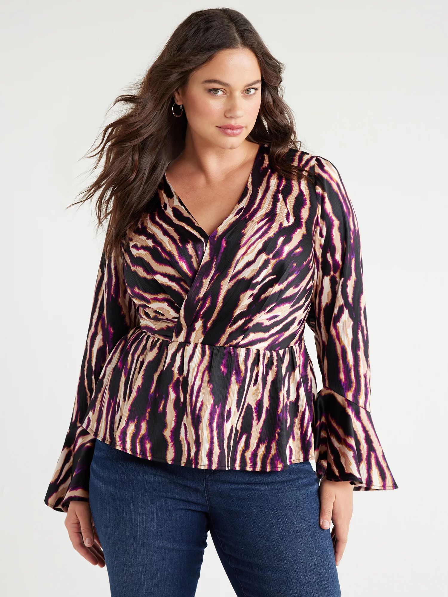 Sofia Jeans Women's Plus Size Drape Knot Top, Sizes 1X-5X - Walmart.com | Walmart (US)