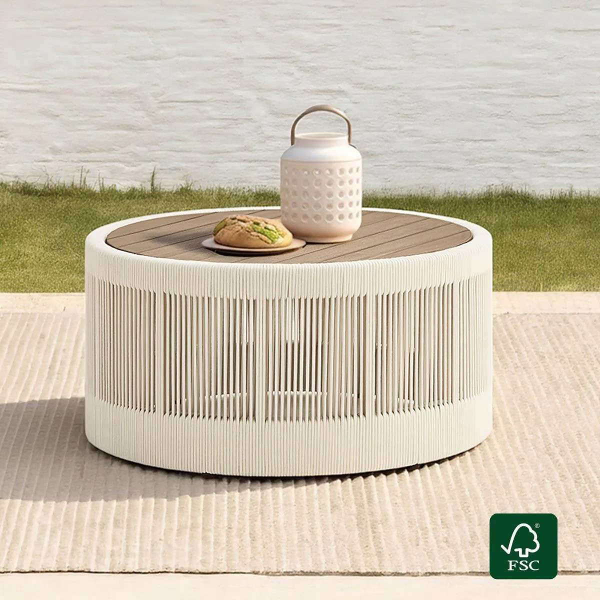 Clover Outdoor Coffee Table | Rope-Wrapped Resort Style | Chita