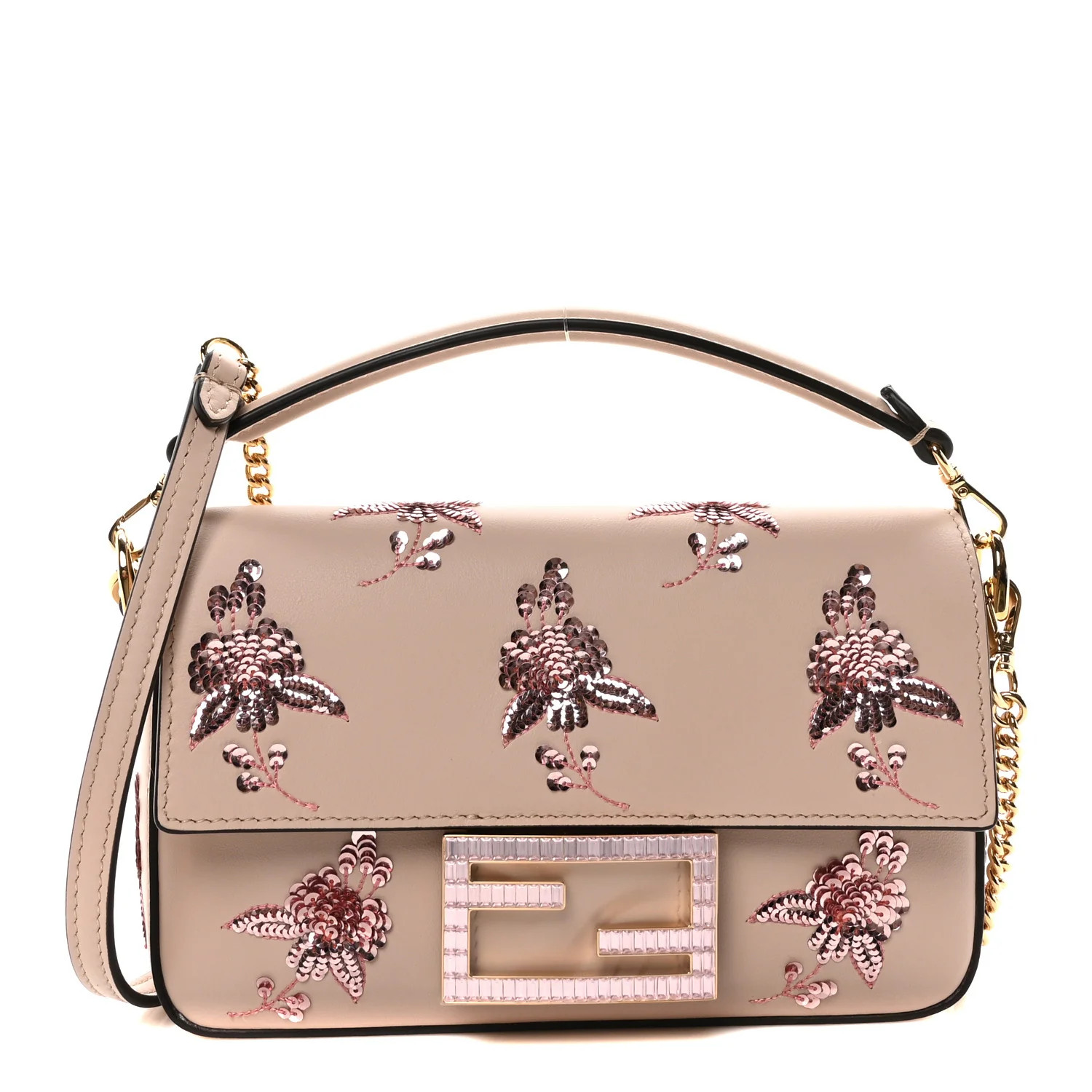 Fendi Vitello Grace Sequin Embroidered Flower Bouquet Mini Baguette Soap 1654558 | FASHIONPHILE (US)