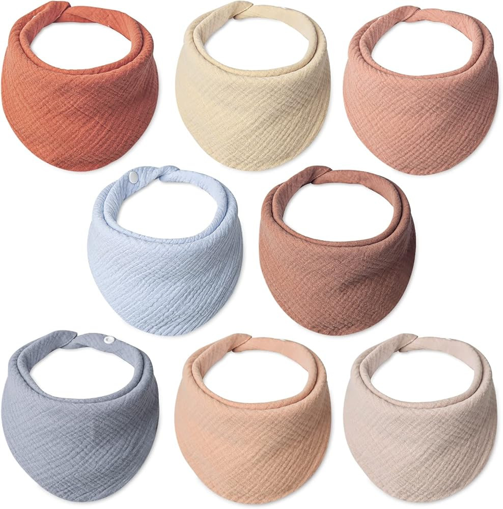 Lulu moon Baby Muslin Bibs - 100% Cotton for Teething Drooling Girls Boys, 8 Pack | Amazon (US)