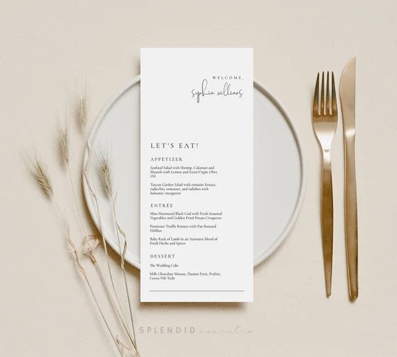 Modern Wedding Menu Template with Guest Name, Let's Eat Wedding Menu, Welcome to our Wedding Menu... | Etsy (US)