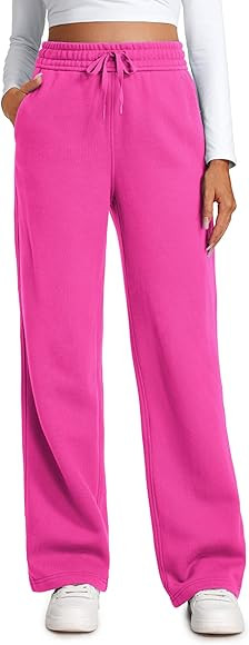 CRZ YOGA Cotton Fleece Lined Sweatpants Women 30" Straight Leg Casual Lounge Sweat Pants for Wome... | Amazon (US)