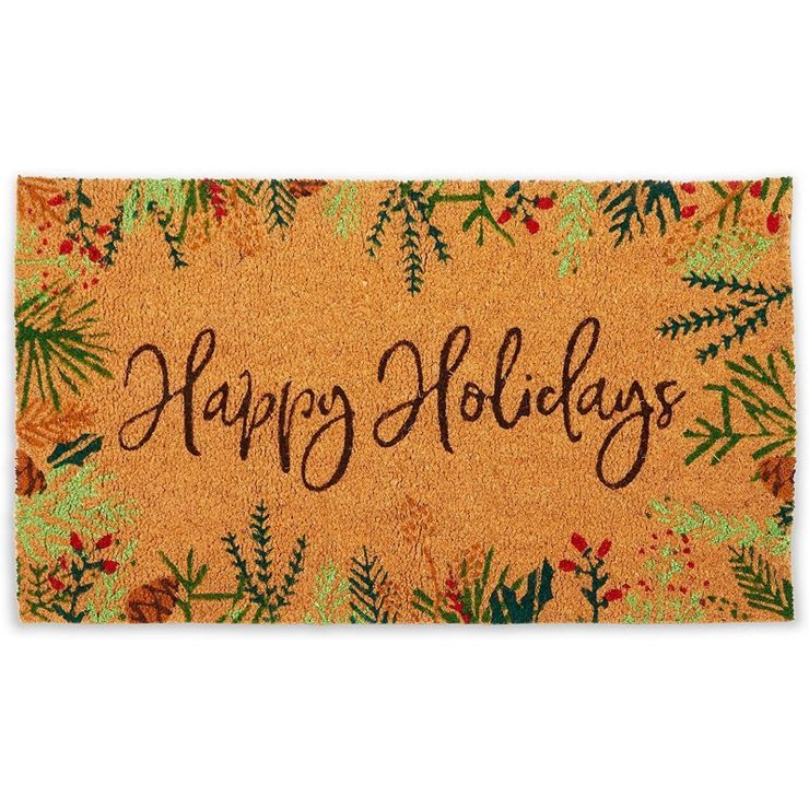 Okuna Outpost Happy Holidays Coco Coir Non Slip Christmas Doormat for Outdoor Entrance, Christmas... | Target