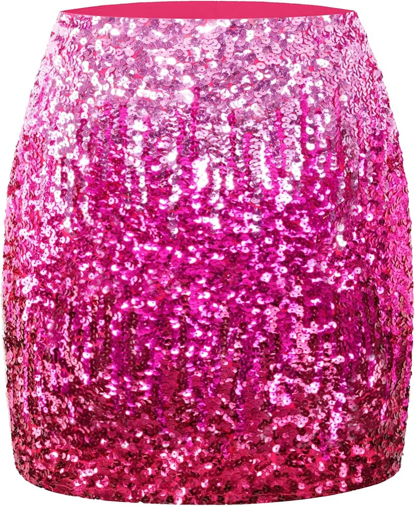 MANER Women's Sequin Skirt Sparkle Stretchy Bodycon Mini Skirts Night Out Party | Amazon (US)