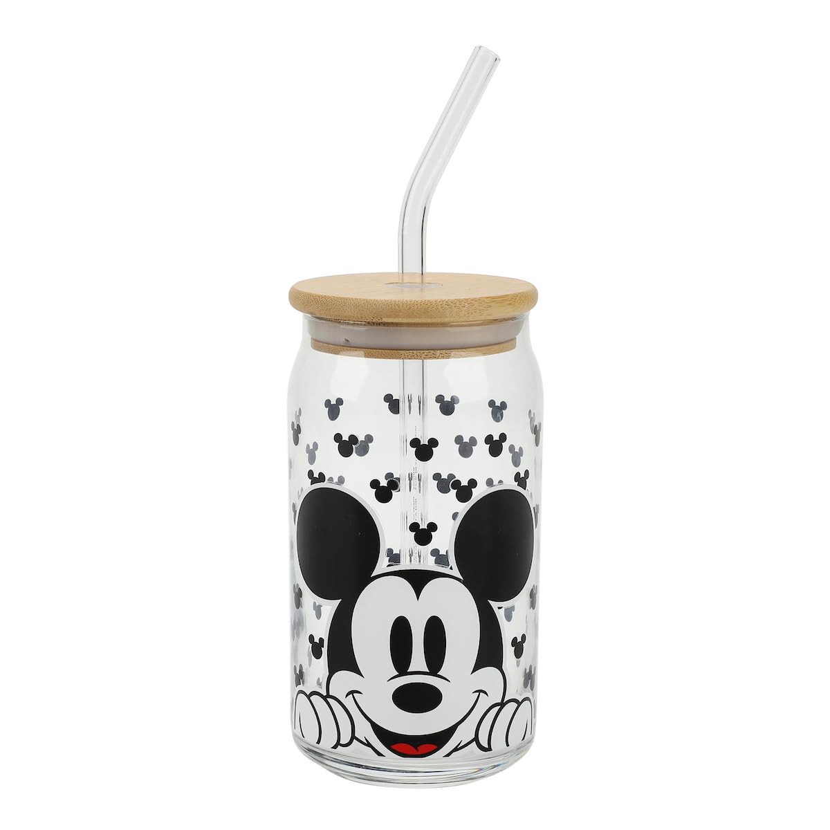 Disney Mickey Mouse Big Face 15 Oz Glass Bottle With Straw & Lid | Amazon (US)