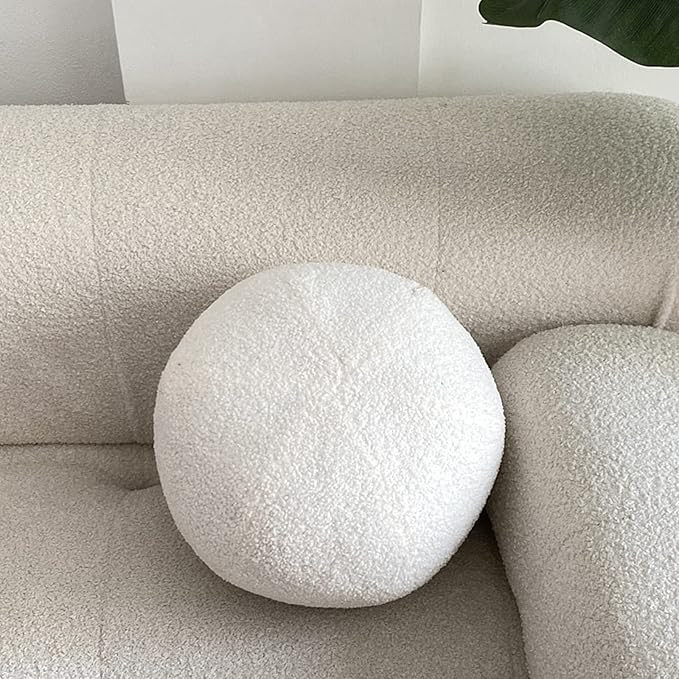 White Ball Pillow Decorative Round Throw Pillows,11.8" Boucle Ball Pillow Sphere Shaped Pillow Pl... | Amazon (US)