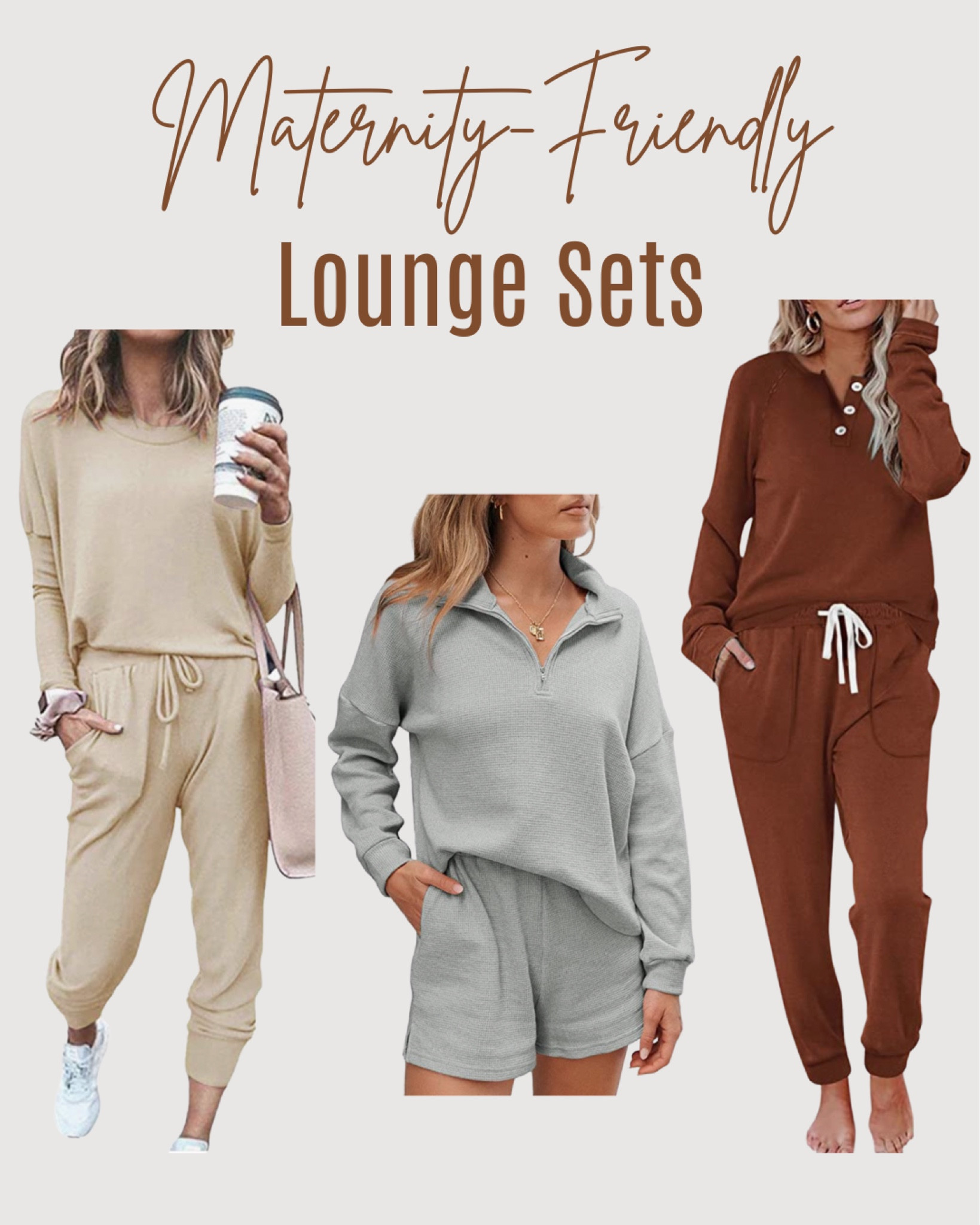 Maternity friendly lounge sets | postpartum lounge wear | fall pregnancy fashion | athleisure for women | waffle knit lounge set 

#LTKunder50 #LTKSeasonal #LTKbump