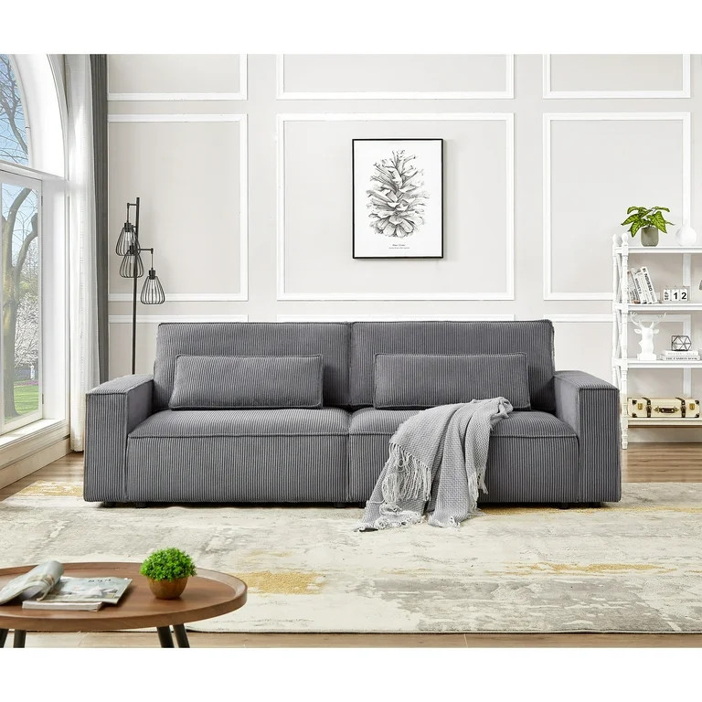 Homfa 105.5" Modern Corduroy Sofa, Oversize Couch with 9‘’ Wide Armrests and 28'' Deep Seat, ... | Walmart (US)