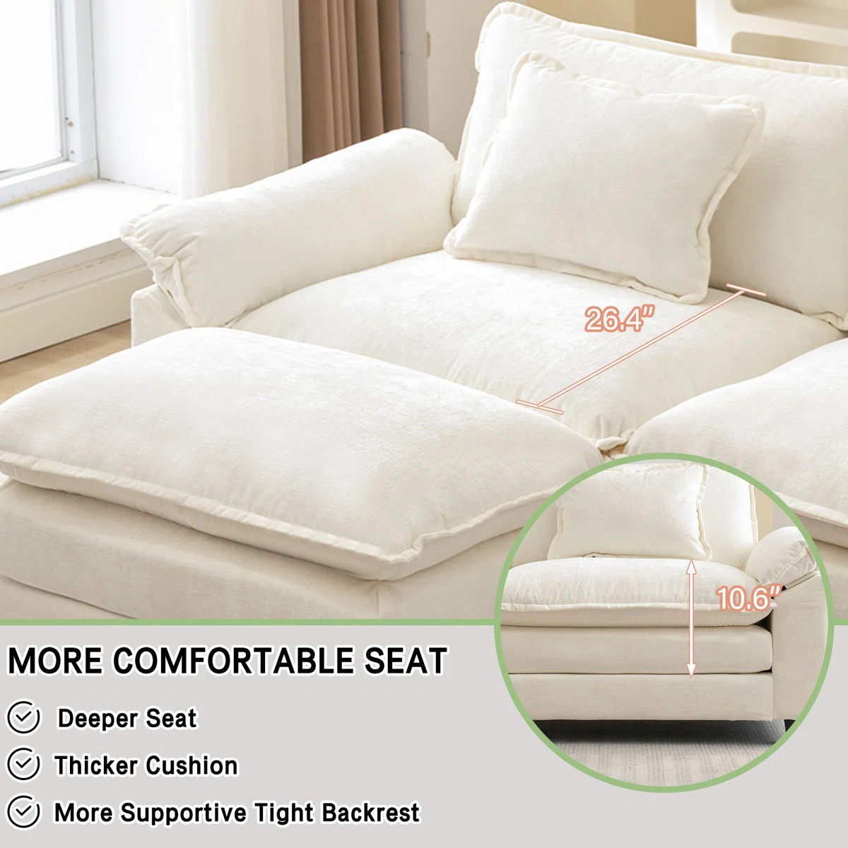 Praylow 120” Comfy Cloud Couch U Shaped Sectional Sofa with Two Ottomans | Wayfair North America