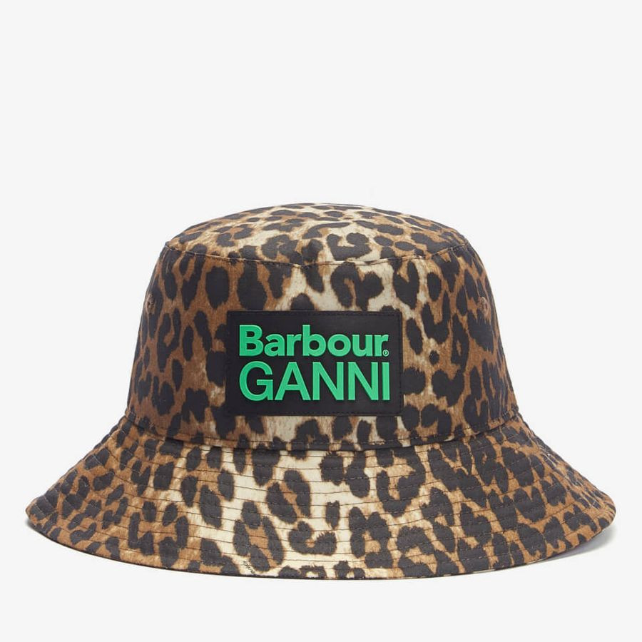 Barbour x GANNI Leopard-Print Waxed-Cotton Hat | Coggles (Global)