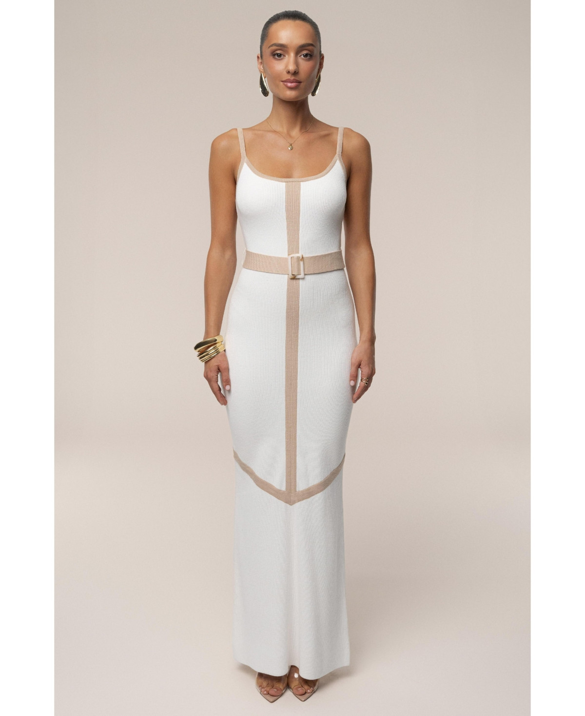Jluxlabel Women's Belted Cami Maxi Dress - Ivory | Macy's
