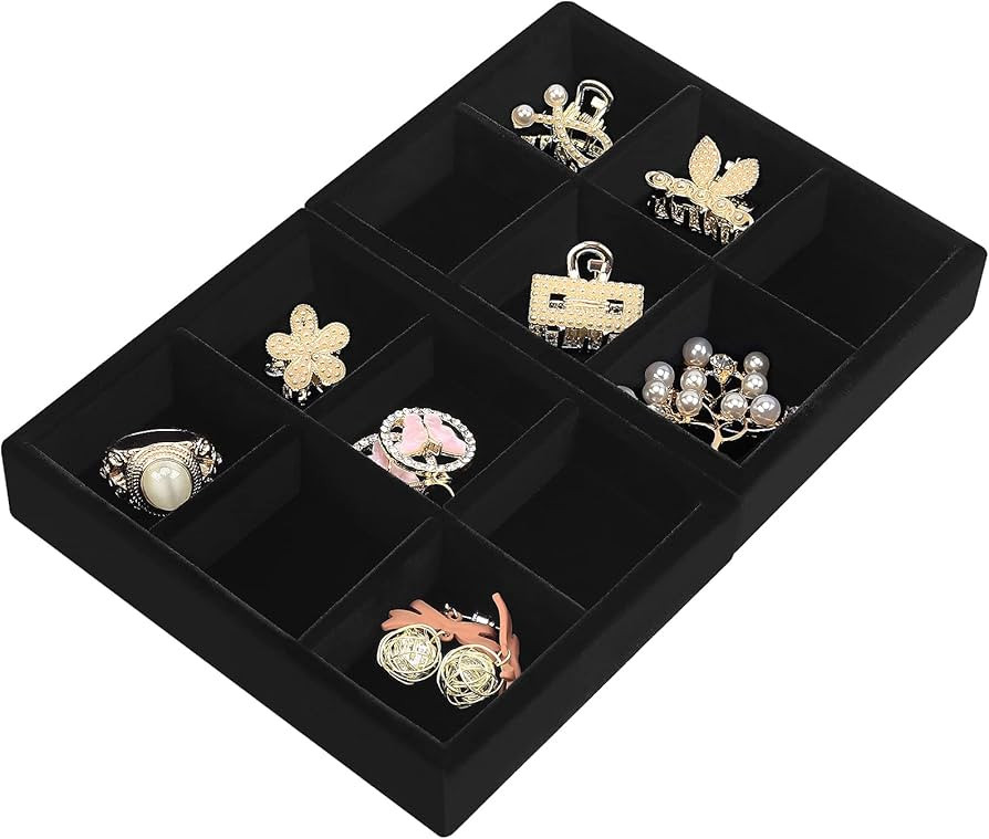 DesignSter Small Jewelry Tray-Ring Organizer 2PCS Premium Velvet Rings Earrings Display Tray Stor... | Amazon (US)