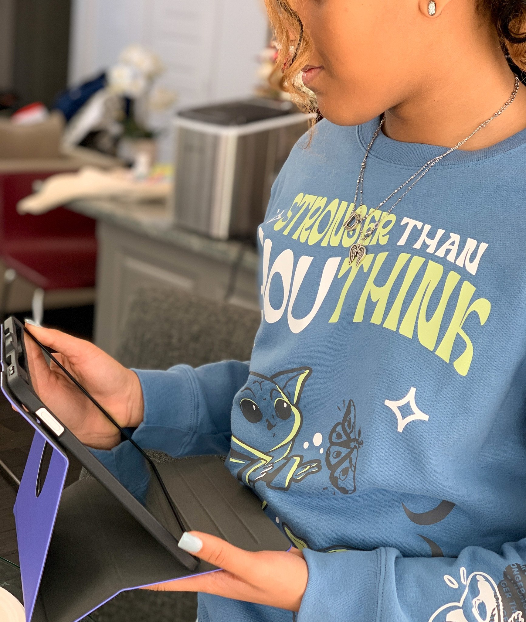 You’re stronger than you think. Cool sweatshirt for teens. My teenager loves this one. 

Great shirt for lounging while playing video games with friends on her new iPad 10th generation. 

#Ipad #StarWars #Gamer #AppleIpad #10thGenerationIpad #IpadCases #FashionandTech #Technology #Teenagers #TechGirl #BabyYoda #VideoGames #Teenagers 

#LTKkids