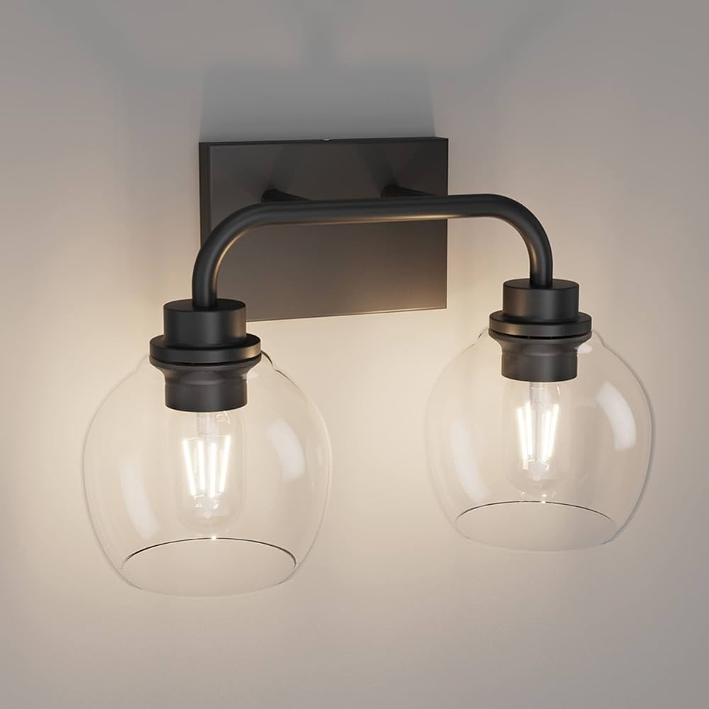 Tipace 2 Lights Industrial Bathroom Vanity Light Fixtures Over Mirror Black Vintage Vanity Lights... | Amazon (US)