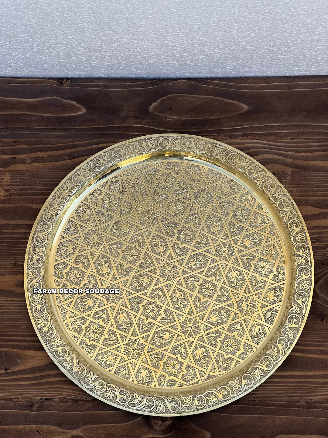 Vintage Moroccan Brass Tea Tray: Handmade Serving Table - Etsy | Etsy (US)