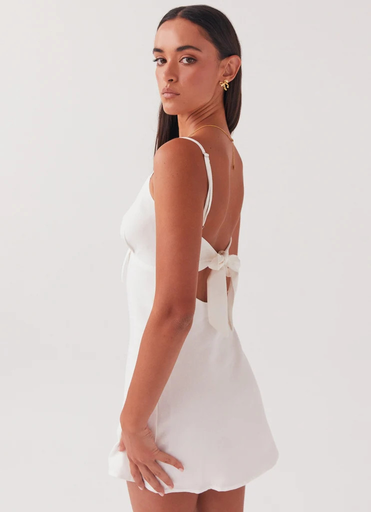 Flora Linen Mini Dress - White | Peppermayo (Global)