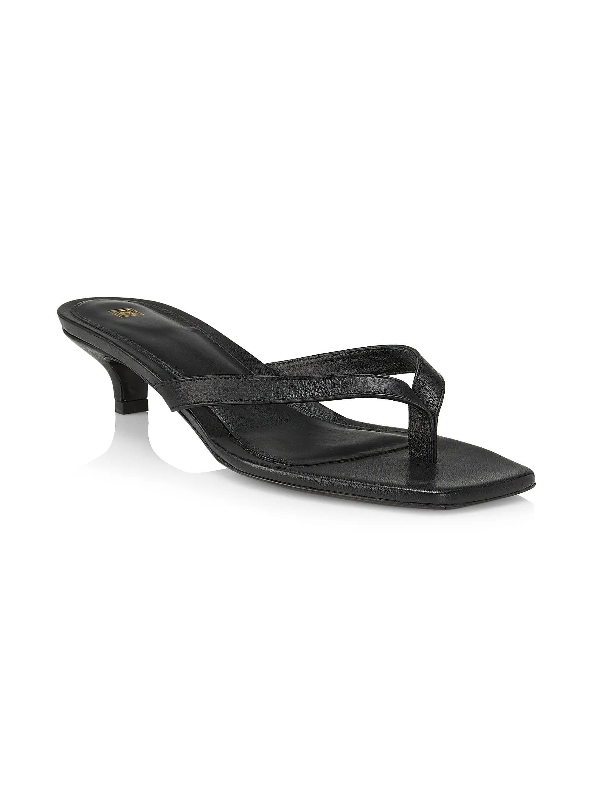 Leather Flip-Flop Kitten-Heel Sandals | Saks Fifth Avenue