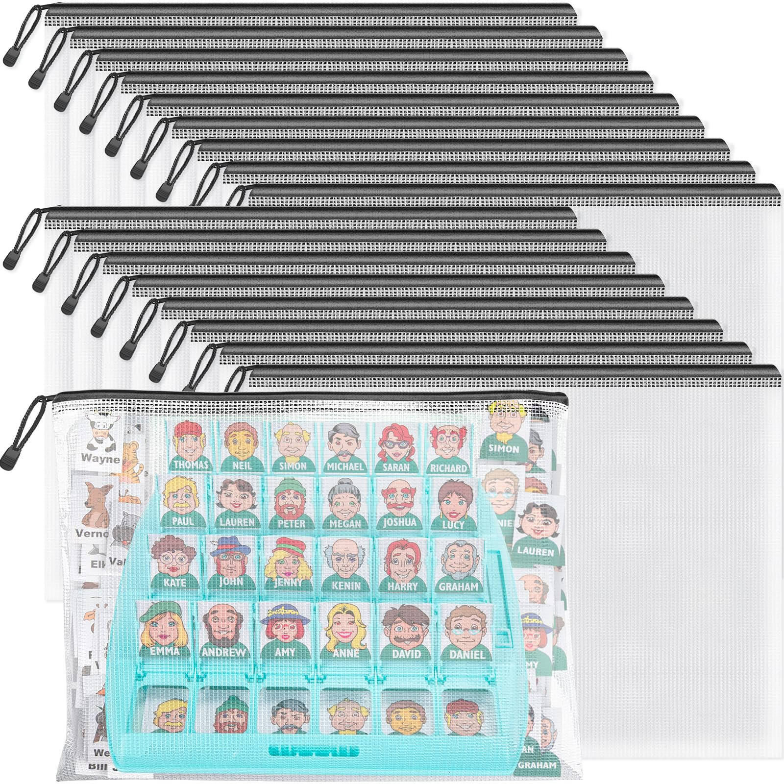 Umriox Zipper Mesh Document Pouch, 16.9x12.4 in (Black, 18 Packs), Clear Zipper Pouches, Waterpro... | Amazon (US)