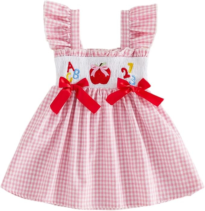 Toddler Baby Girl Dress Infant Plaid Back to School Dresses Summer Clothes | Amazon (US)