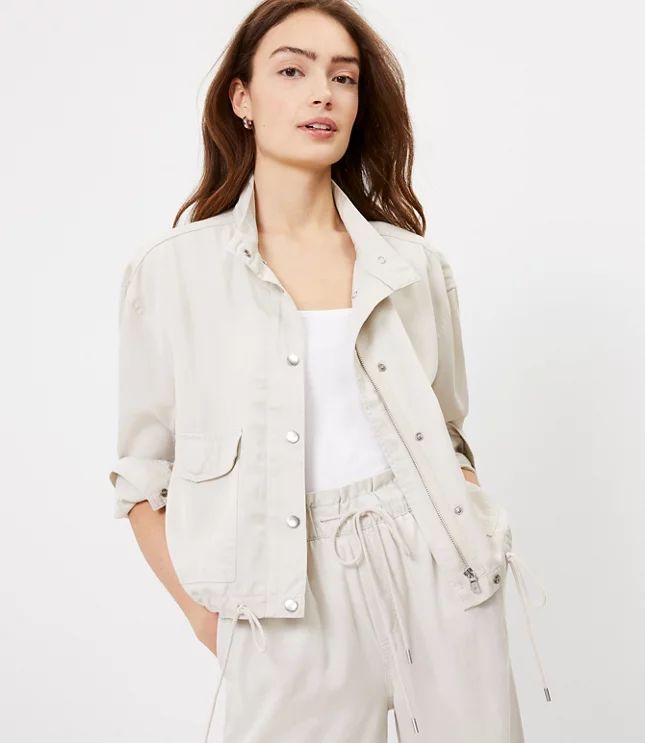 Soft Twill Drawstring Jacket | LOFT