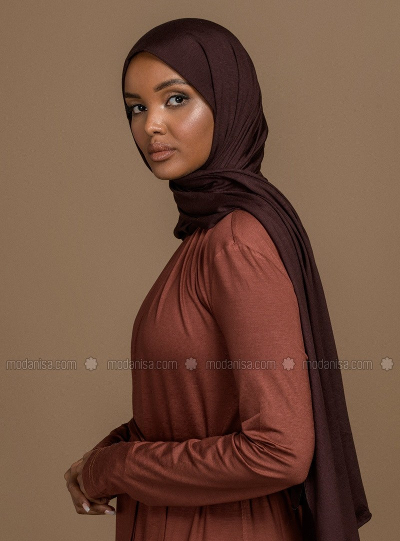 Mercerized Jersey Viscose Shawl - Chocolate Brown | Modanisa (US)
