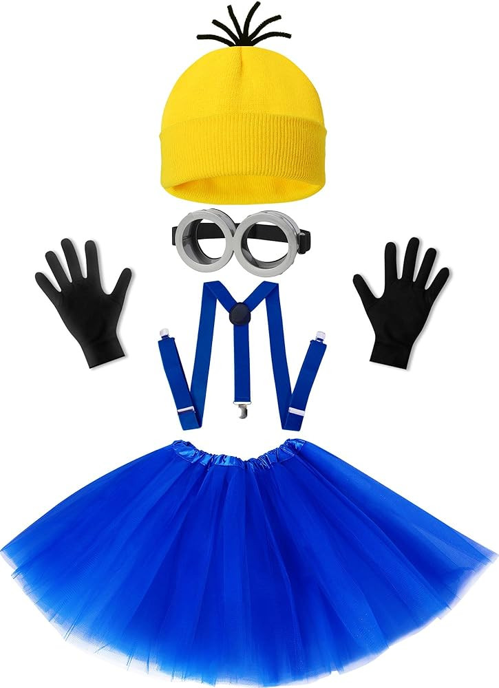 Halloween Costume for Adult Women,Goggles/Yellow Beanie/Blue Dress/Suspenders/Gloves Halloween Co... | Amazon (US)