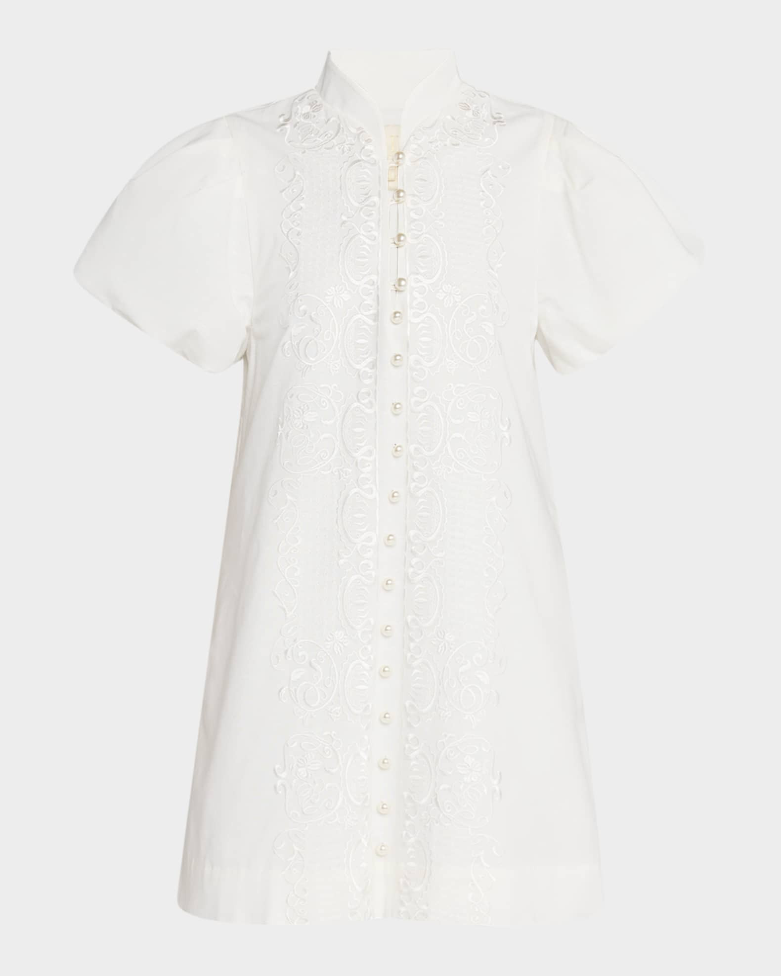 Elliana Embroidered Puff-Sleeve Mini Dress | Neiman Marcus