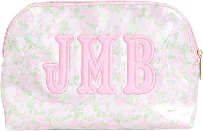 Personalized Clear Coated Pouch - Medium or Large Toiletry Bag with Embroidered or Applique Monog... | Amazon (US)