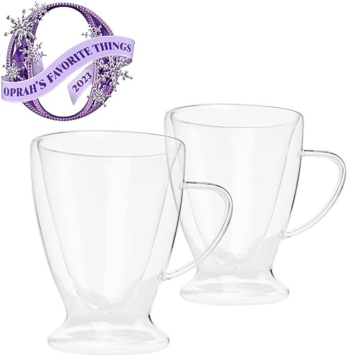 Sister.ly Drinkware, Clear Double Wall Glass Coffee Mugs, Set of 2, 12 Ounces - Celebrate Life On... | Amazon (US)