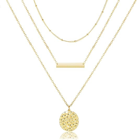 Bohemian Gold Coin Multilayer Bar Choker Necklace Dainty Layered Choker Necklace Collar Layering ... | Amazon (US)