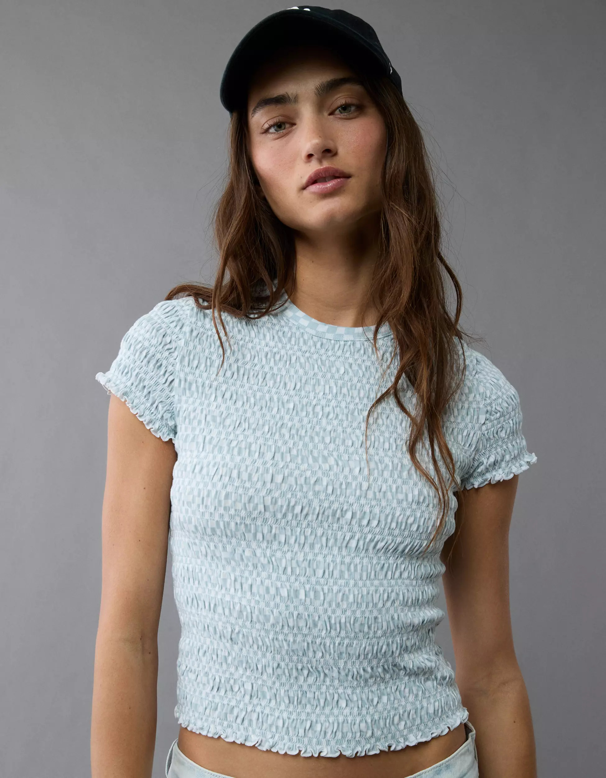 AE Smocked Hey Baby Tee | American Eagle Outfitters (US & CA)