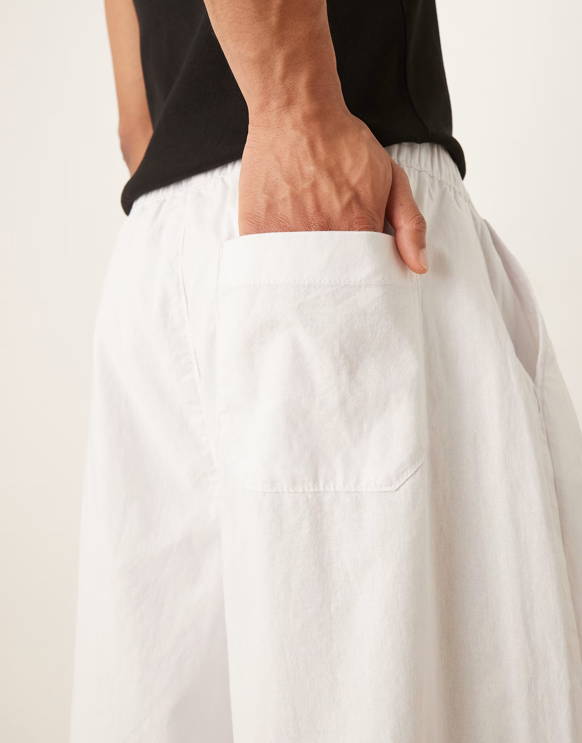 ASOS DESIGN super baggy linen blend trousers in white | ASOS | ASOS (Global)