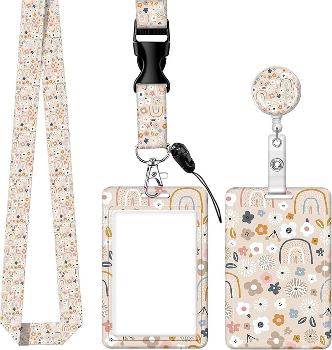 ID Badge Holder with Lanyard - Fashionable ID Card Holders with Retractable Lanyards - Soft Fiber... | Amazon (US)