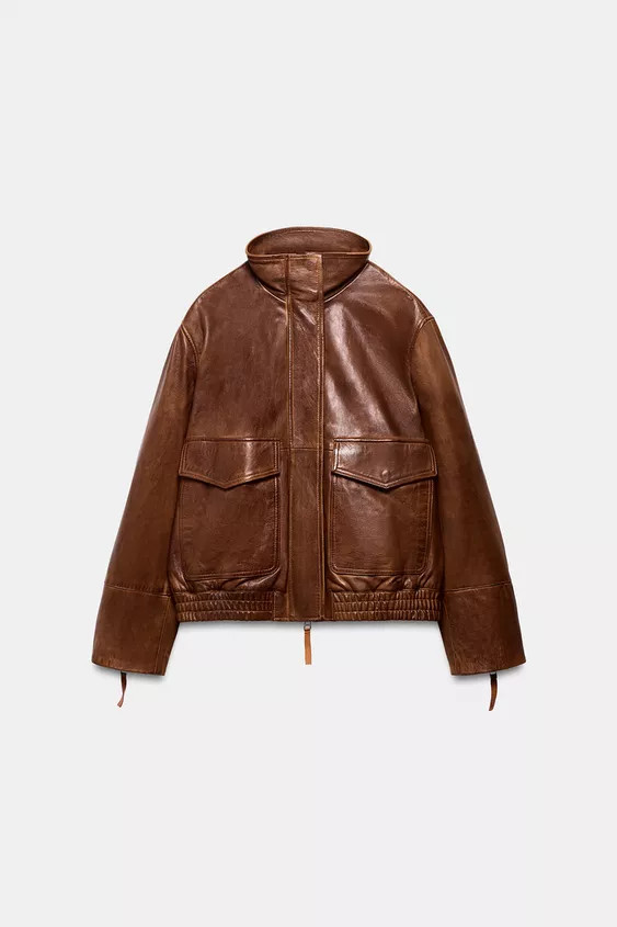 100% LEATHER BOMBER JACKET ZW COLLECTION LIMITED EDITION | Zara UK