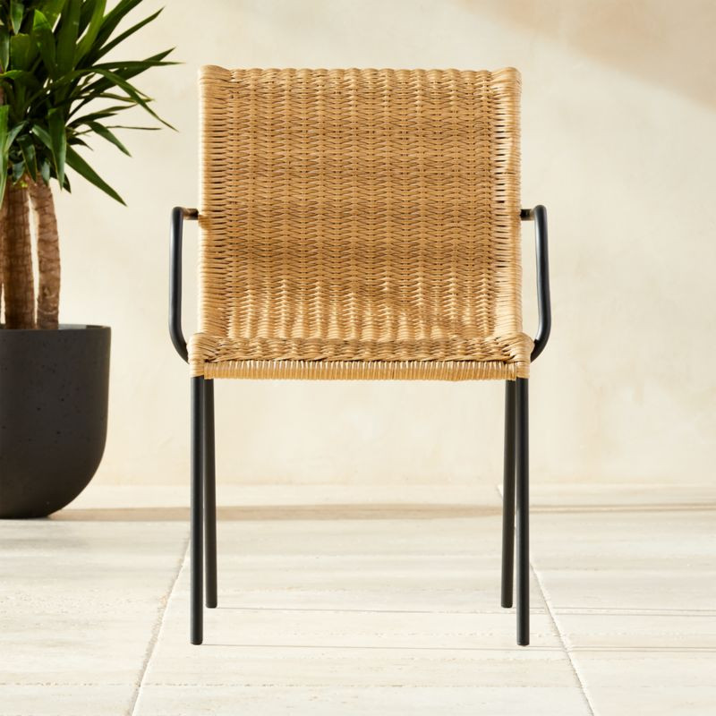Rizo Faux Rattan Dining Armchair Chair + Reviews | CB2 | CB2