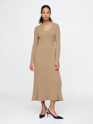 V-Neck Rib Maxi Sweater Dress | Gap (US)