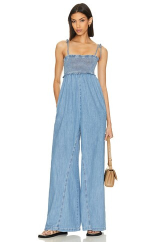 Free People x REVOLVE Easy Does It Jumpsuit in Eternally Blue from Revolve.com | Revolve Clothing (Global)