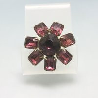 1960's Purple Rhinestone Floral Brooch, Petite Pin | Etsy (US)