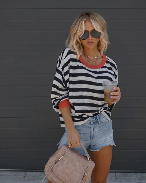 Morwenna Striped Long Sleeve Top - Black Combo | VICI