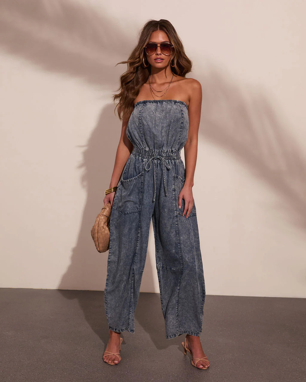 Vintage Outlaw Strapless Chambray Jumpsuit | VICI